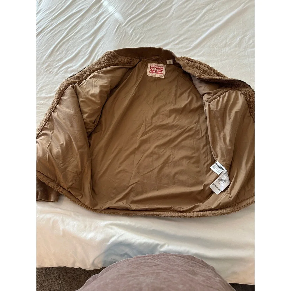 Levi Strauss & Co. Sherpa Fleece Jacket Brown Full Zip Size Medium